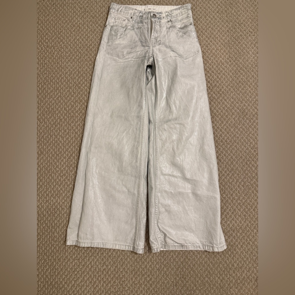 MANGO Metallic Finish Wide Leg Jeans SIZE : - Picture 9 of 16